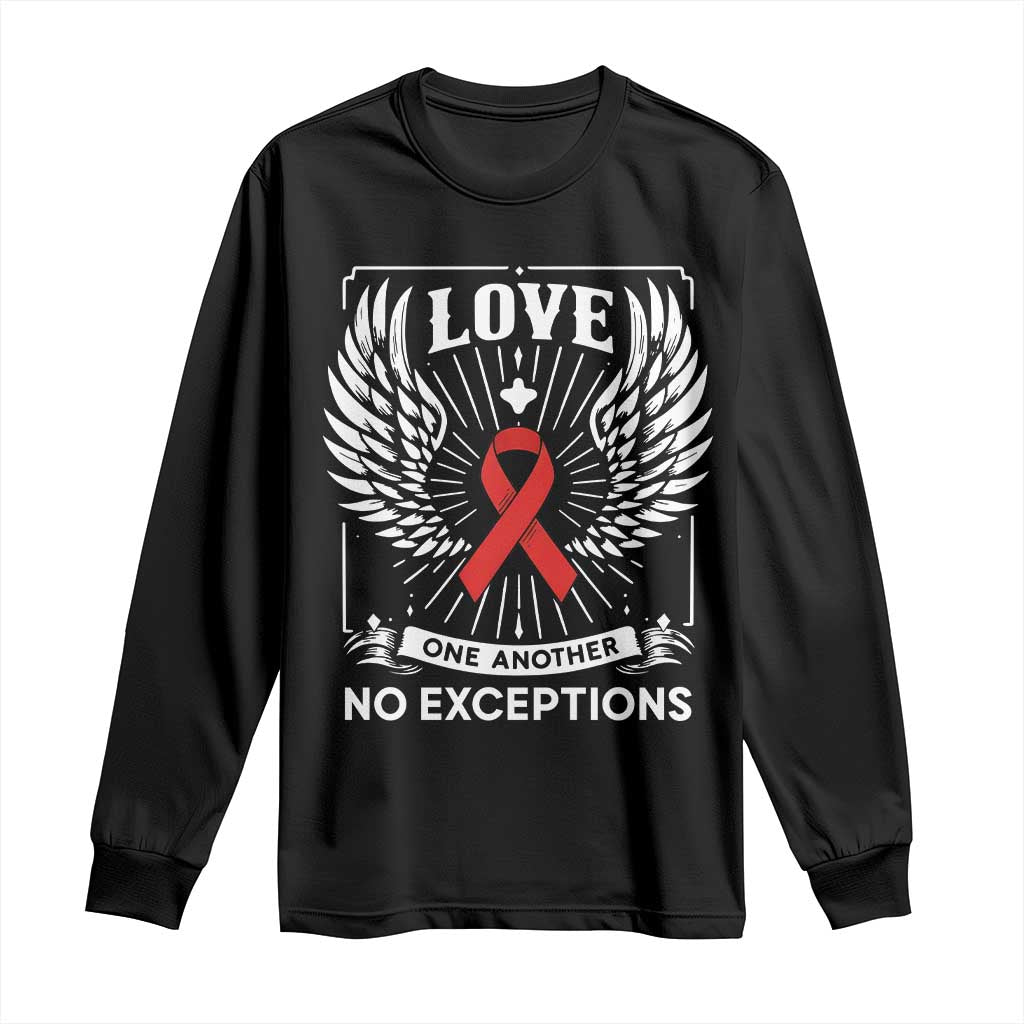 Red Ribbon Christian Long Sleeve Shirt Cross Minimal Faith HIV Awareness Religious - Wonder Print Shop