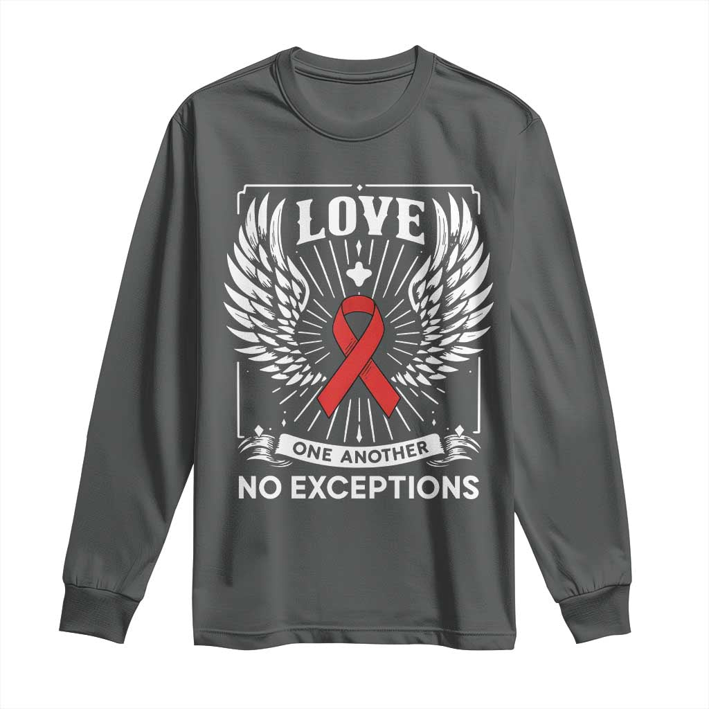 Red Ribbon Christian Long Sleeve Shirt Cross Minimal Faith HIV Awareness Religious - Wonder Print Shop