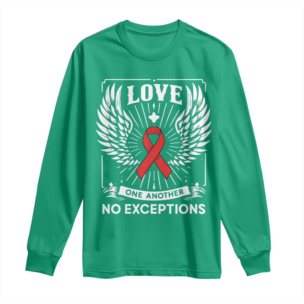 Red Ribbon Christian Long Sleeve Shirt Cross Minimal Faith HIV Awareness Religious - Wonder Print Shop