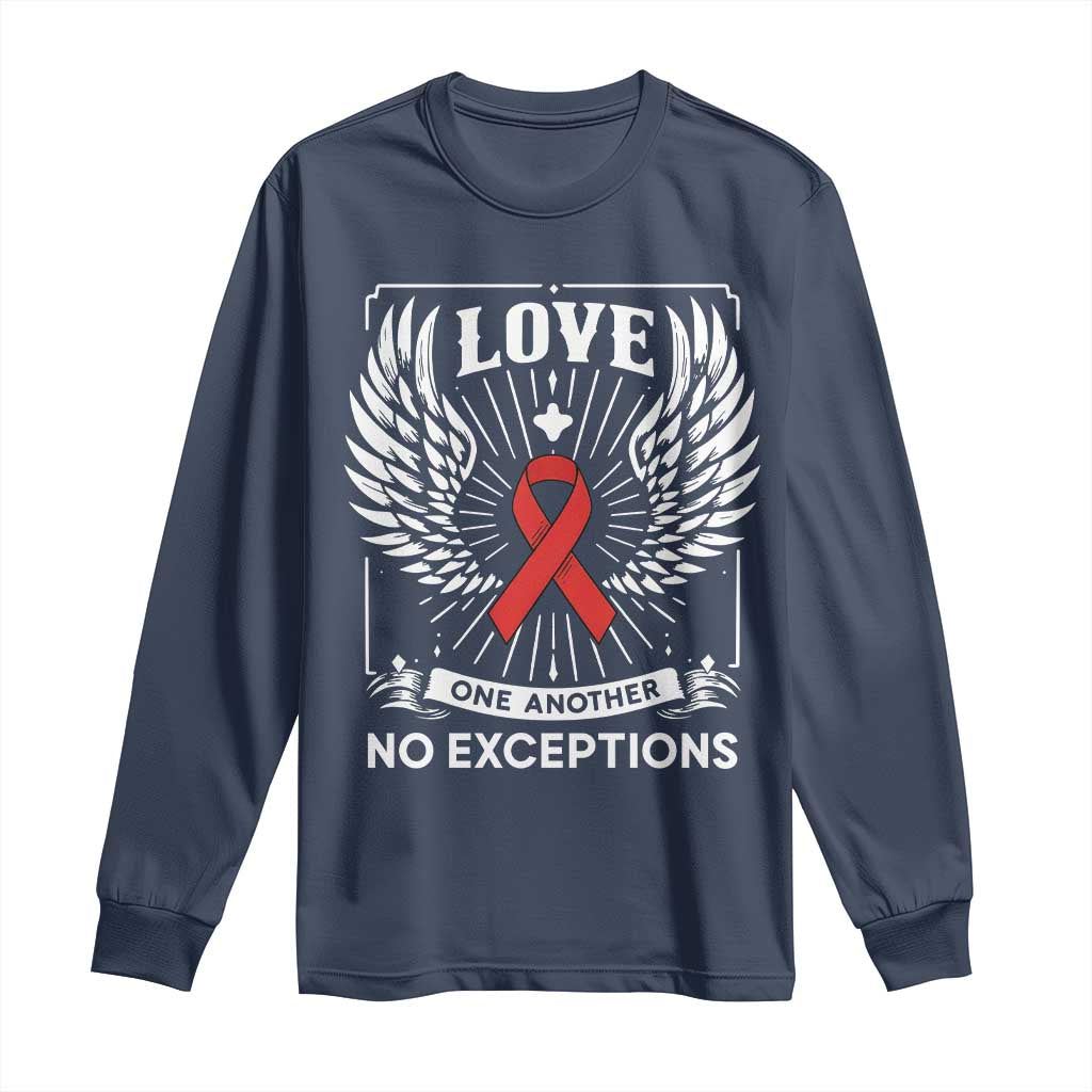Red Ribbon Christian Long Sleeve Shirt Cross Minimal Faith HIV Awareness Religious - Wonder Print Shop