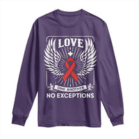 Red Ribbon Christian Long Sleeve Shirt Cross Minimal Faith HIV Awareness Religious - Wonder Print Shop