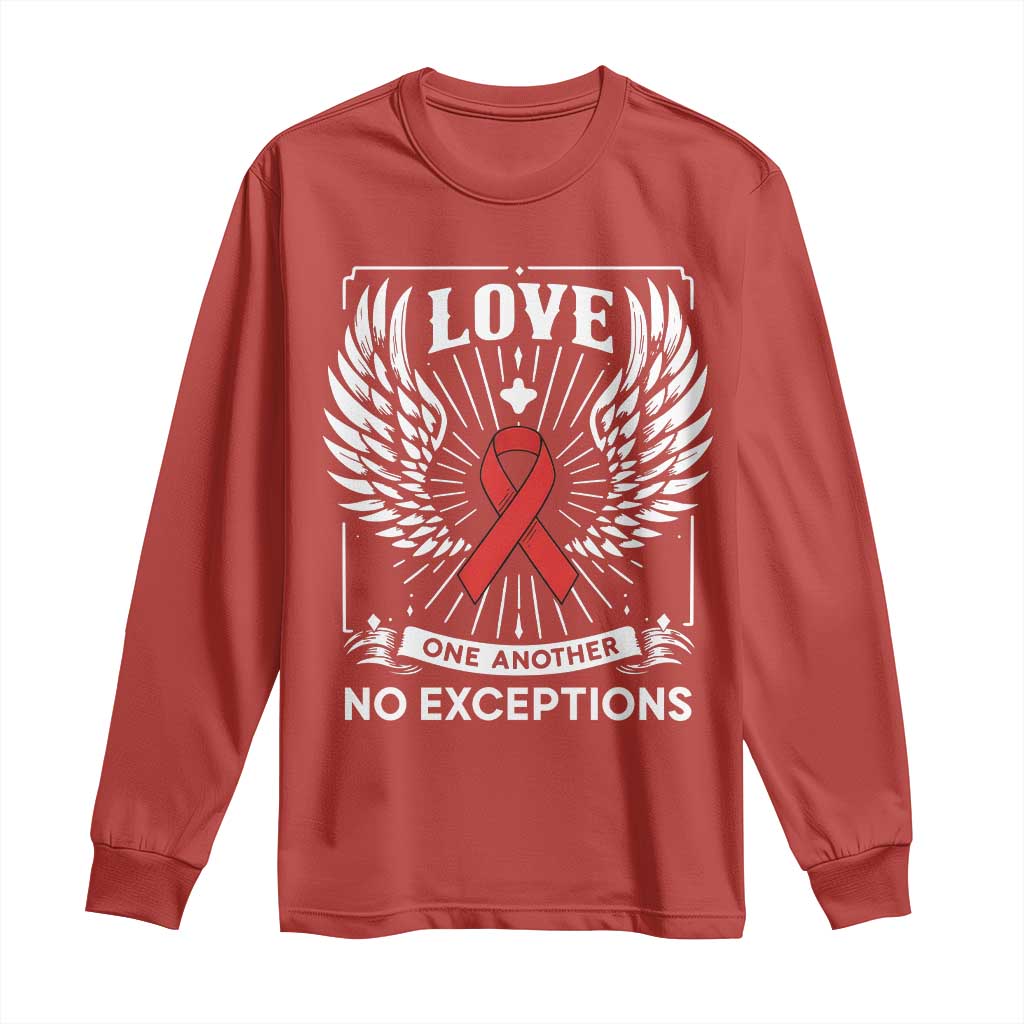 Red Ribbon Christian Long Sleeve Shirt Cross Minimal Faith HIV Awareness Religious - Wonder Print Shop