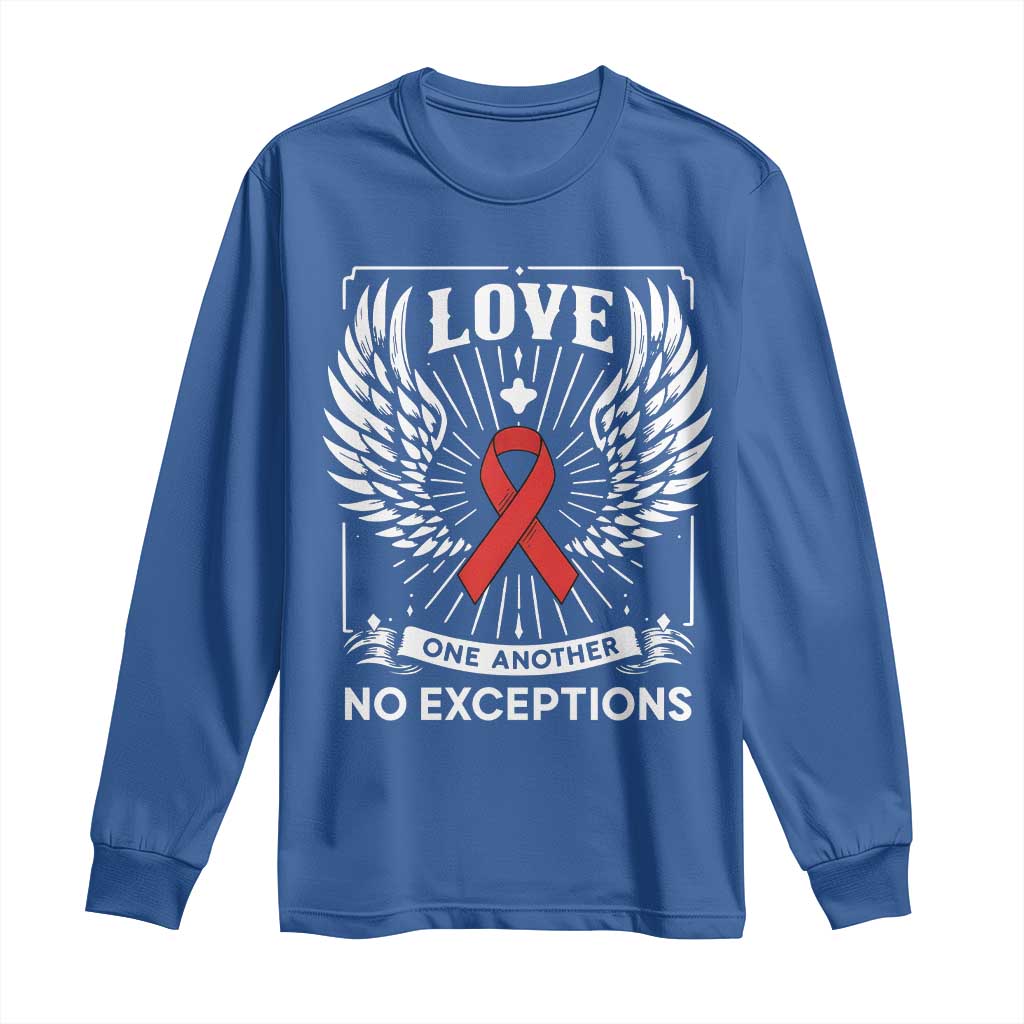 Red Ribbon Christian Long Sleeve Shirt Cross Minimal Faith HIV Awareness Religious - Wonder Print Shop
