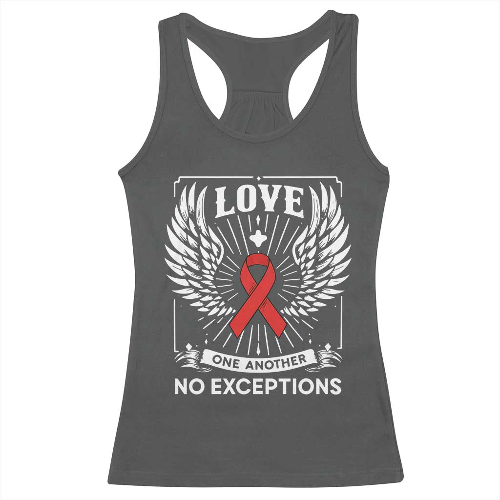 Red Ribbon Christian Racerback Tank Top Cross Minimal Faith HIV Awareness Religious - Wonder Print Shop