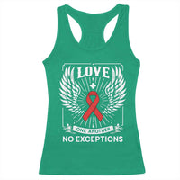 Red Ribbon Christian Racerback Tank Top Cross Minimal Faith HIV Awareness Religious - Wonder Print Shop
