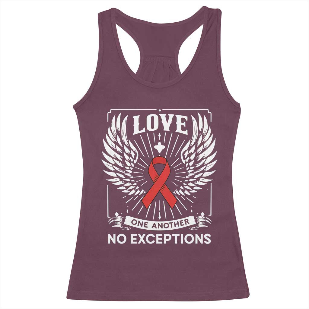 Red Ribbon Christian Racerback Tank Top Cross Minimal Faith HIV Awareness Religious - Wonder Print Shop