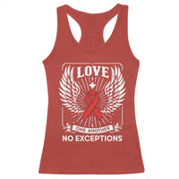 Red Ribbon Christian Racerback Tank Top Cross Minimal Faith HIV Awareness Religious - Wonder Print Shop