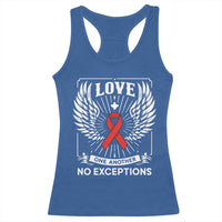 Red Ribbon Christian Racerback Tank Top Cross Minimal Faith HIV Awareness Religious - Wonder Print Shop
