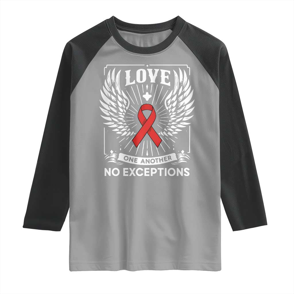Red Ribbon Christian Raglan Shirt Cross Minimal Faith HIV Awareness Religious - Wonder Print Shop