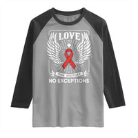 Red Ribbon Christian Raglan Shirt Cross Minimal Faith HIV Awareness Religious - Wonder Print Shop