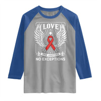 Red Ribbon Christian Raglan Shirt Cross Minimal Faith HIV Awareness Religious - Wonder Print Shop