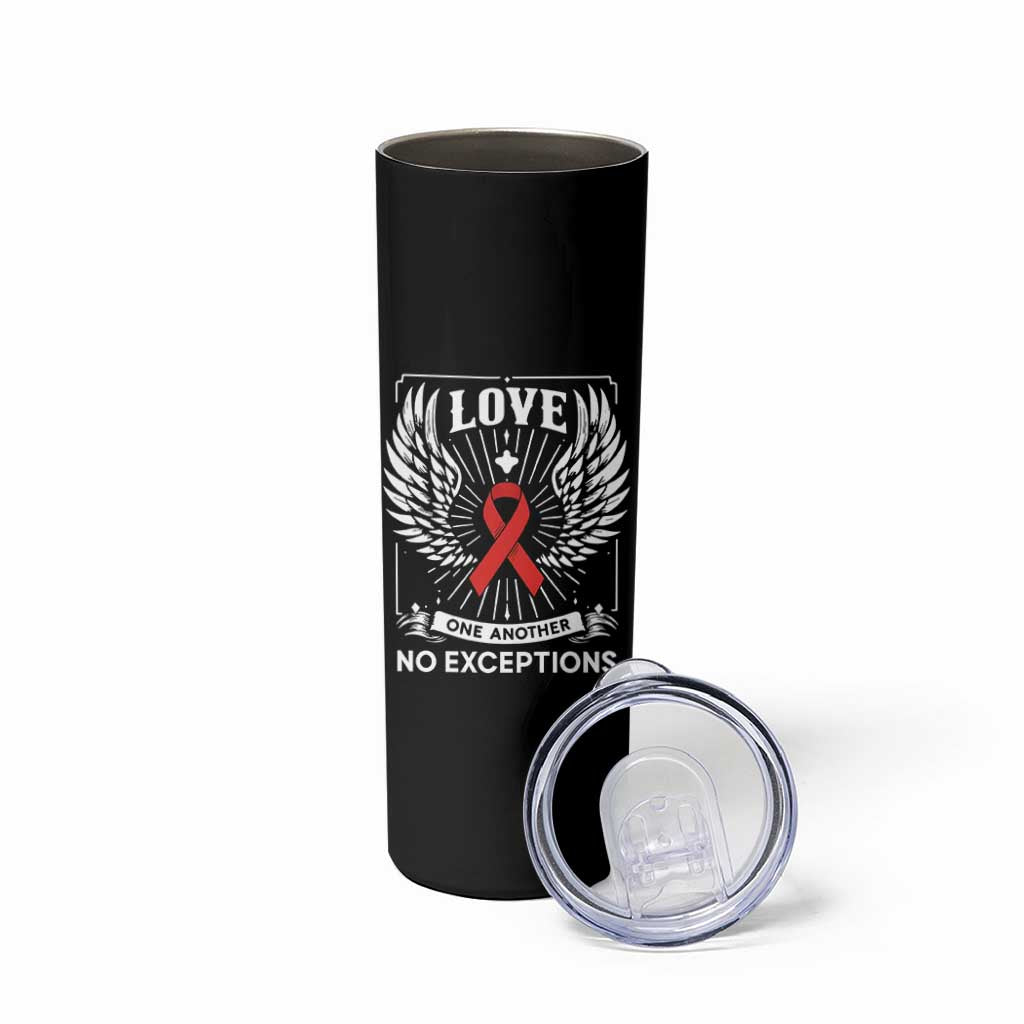 Red Ribbon Christian Skinny Tumbler Cross Minimal Faith HIV Awareness Religious - Wonder Print Shop