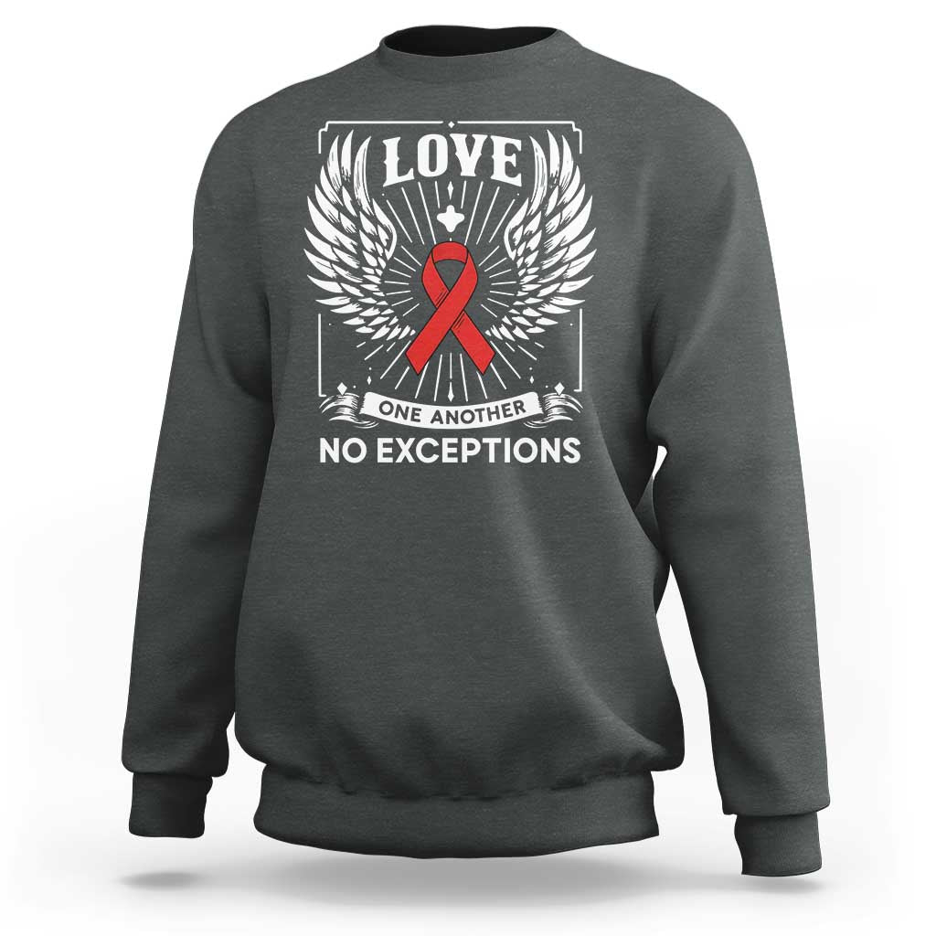 Red Ribbon Christian Sweatshirt Cross Minimal Faith HIV Awareness Religious - Wonder Print Shop