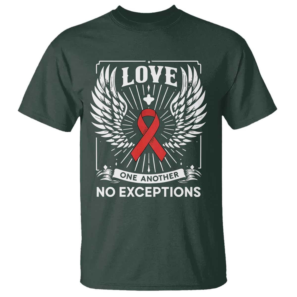 Red Ribbon Christian T Shirt Cross Minimal Faith HIV Awareness Religious - Wonder Print Shop