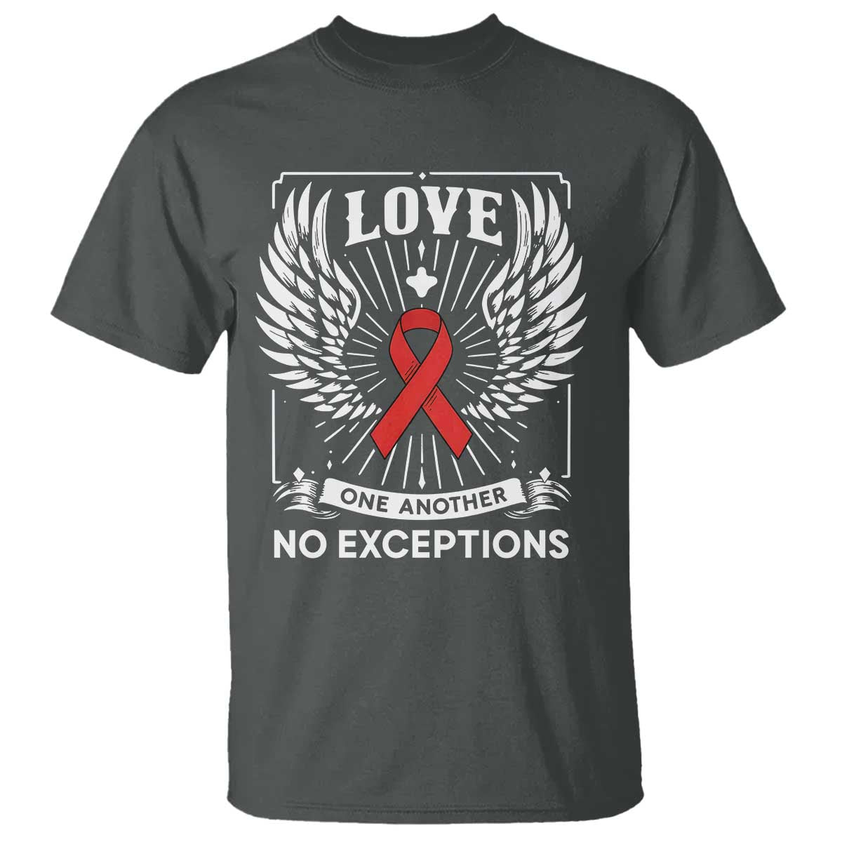 Red Ribbon Christian T Shirt Cross Minimal Faith HIV Awareness Religious - Wonder Print Shop