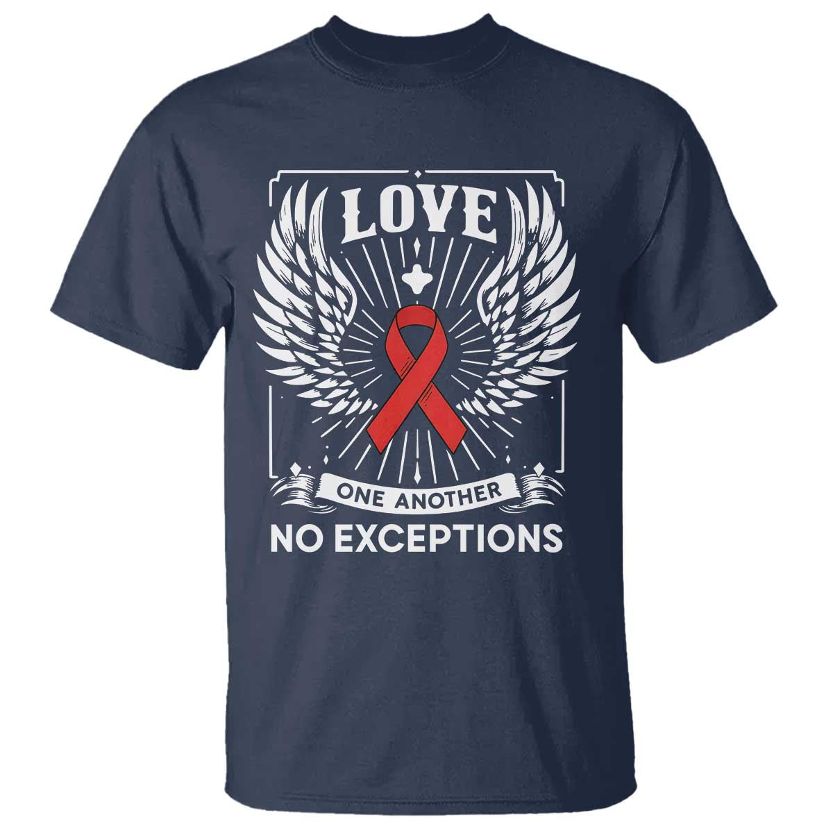 Red Ribbon Christian T Shirt Cross Minimal Faith HIV Awareness Religious - Wonder Print Shop