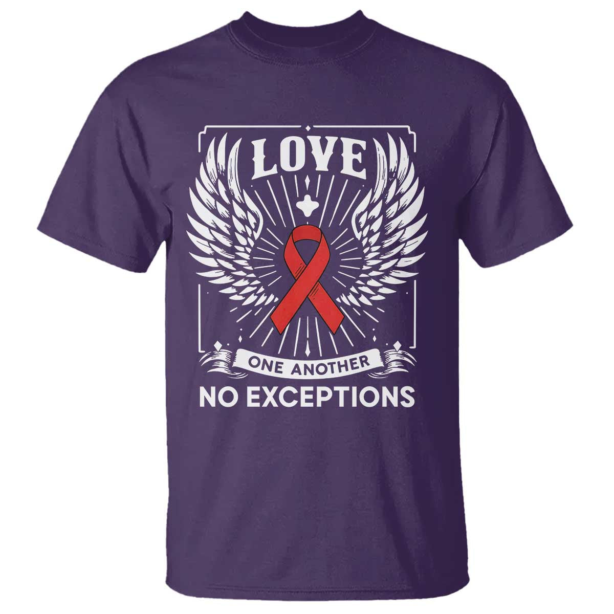 Red Ribbon Christian T Shirt Cross Minimal Faith HIV Awareness Religious - Wonder Print Shop