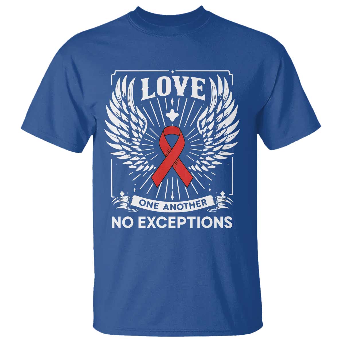 Red Ribbon Christian T Shirt Cross Minimal Faith HIV Awareness Religious - Wonder Print Shop