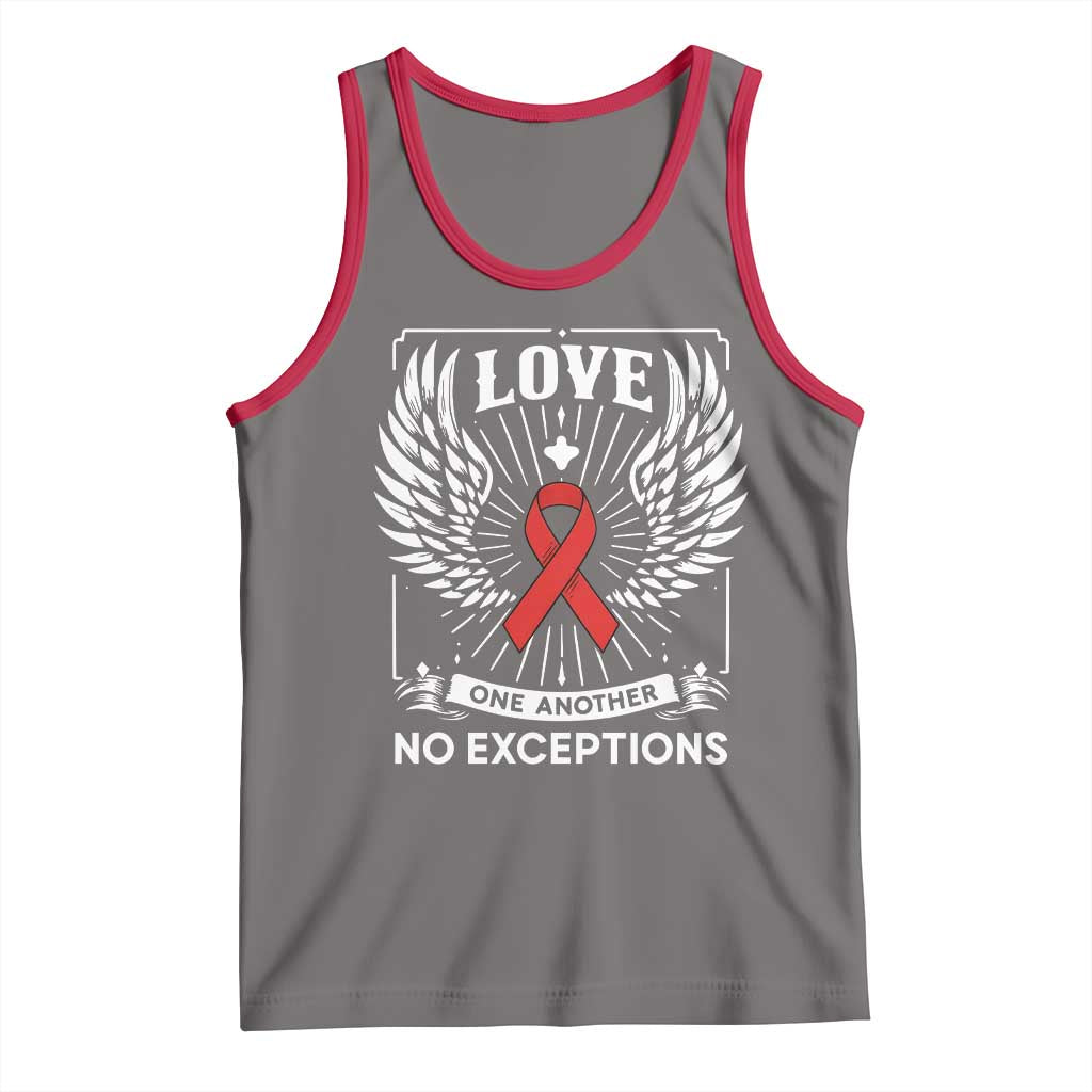 Red Ribbon Christian Tank Top Cross Minimal Faith HIV Awareness Religious - Wonder Print Shop