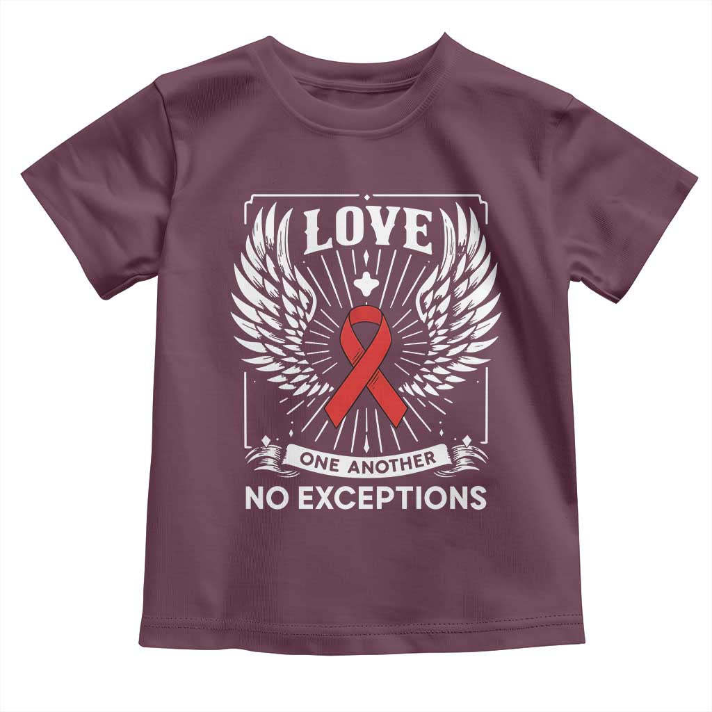 Red Ribbon Christian Toddler T Shirt Cross Minimal Faith HIV Awareness Religious - Wonder Print Shop
