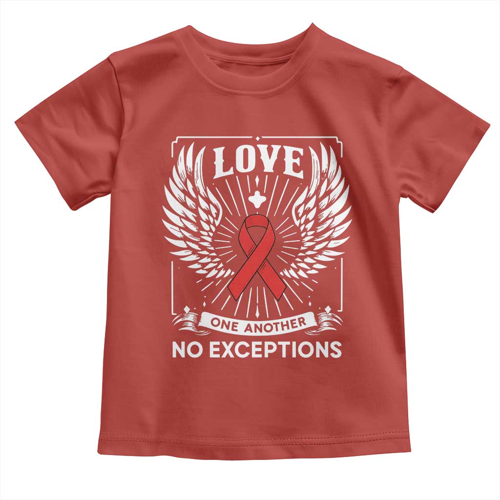 Red Ribbon Christian Toddler T Shirt Cross Minimal Faith HIV Awareness Religious - Wonder Print Shop
