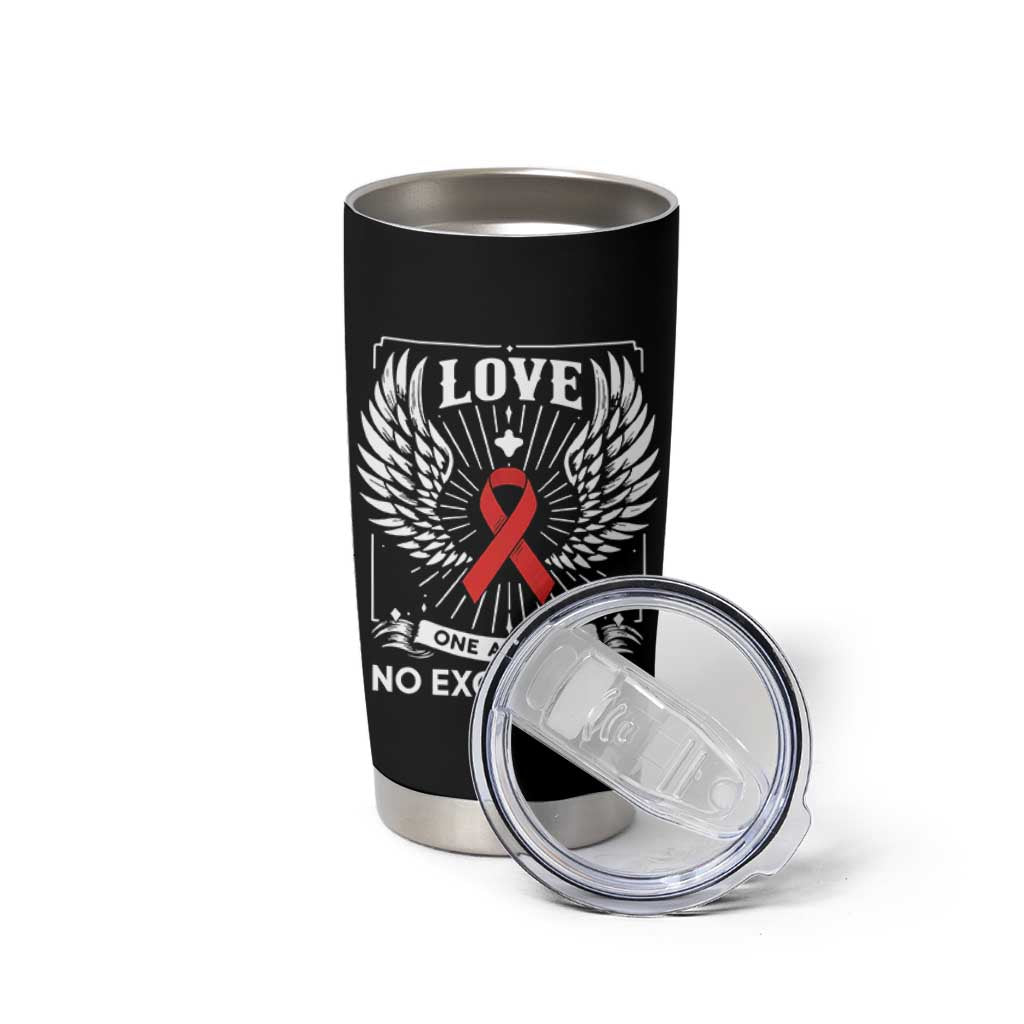 Red Ribbon Christian Tumbler Cup Cross Minimal Faith HIV Awareness Religious - Wonder Print Shop