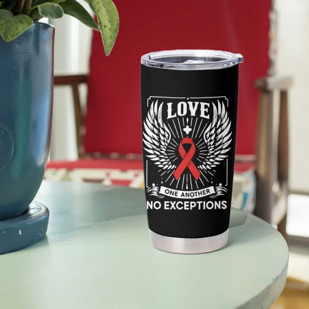 Red Ribbon Christian Tumbler Cup Cross Minimal Faith HIV Awareness Religious - Wonder Print Shop