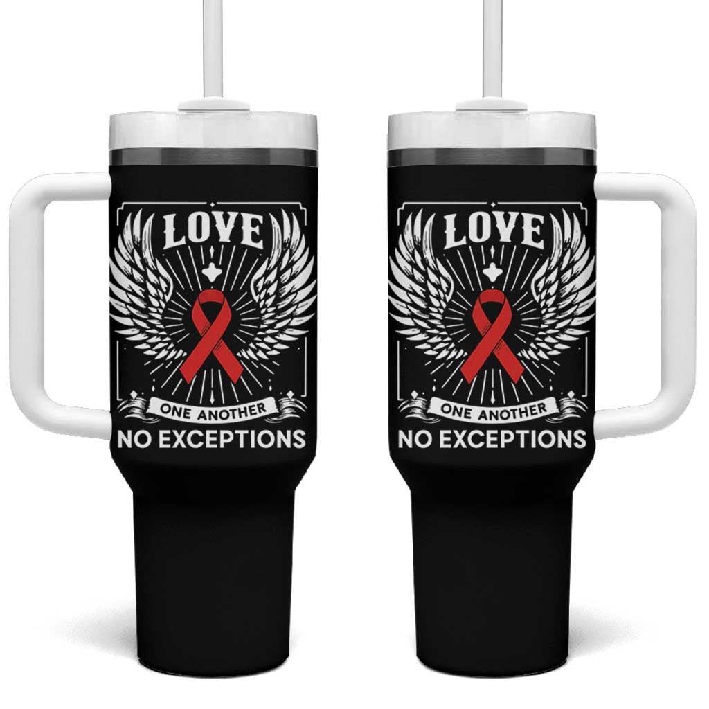 Red Ribbon Christian Tumbler With Handle Cross Minimal Faith HIV Awareness Religious - Wonder Print Shop