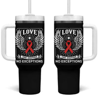 Red Ribbon Christian Tumbler With Handle Cross Minimal Faith HIV Awareness Religious - Wonder Print Shop