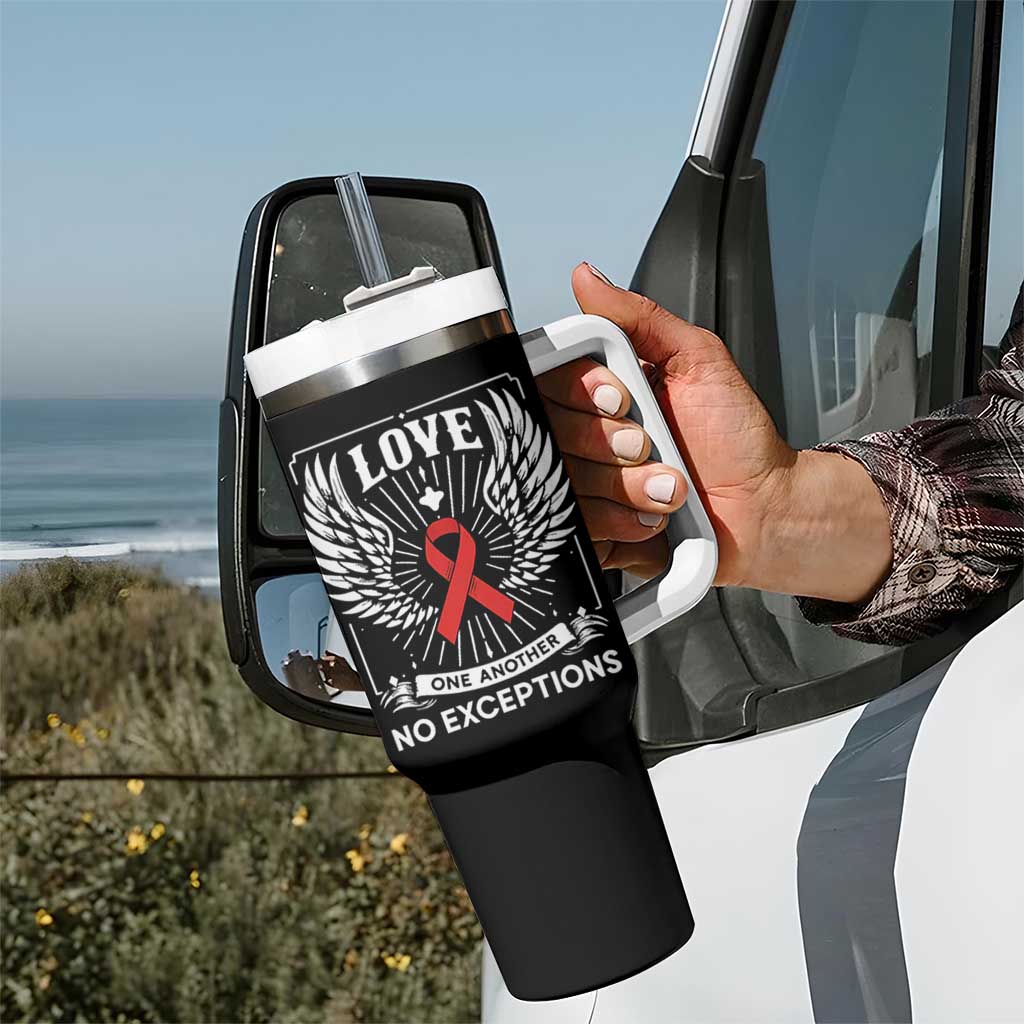 Red Ribbon Christian Tumbler With Handle Cross Minimal Faith HIV Awareness Religious - Wonder Print Shop