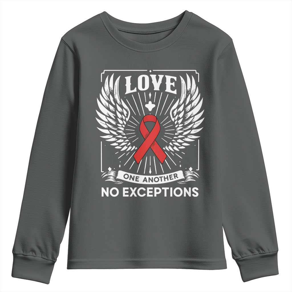 Red Ribbon Christian Youth Sweatshirt Cross Minimal Faith HIV Awareness Religious - Wonder Print Shop
