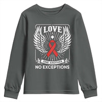 Red Ribbon Christian Youth Sweatshirt Cross Minimal Faith HIV Awareness Religious - Wonder Print Shop