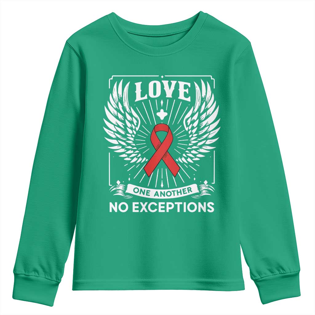 Red Ribbon Christian Youth Sweatshirt Cross Minimal Faith HIV Awareness Religious - Wonder Print Shop