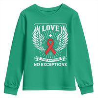 Red Ribbon Christian Youth Sweatshirt Cross Minimal Faith HIV Awareness Religious - Wonder Print Shop