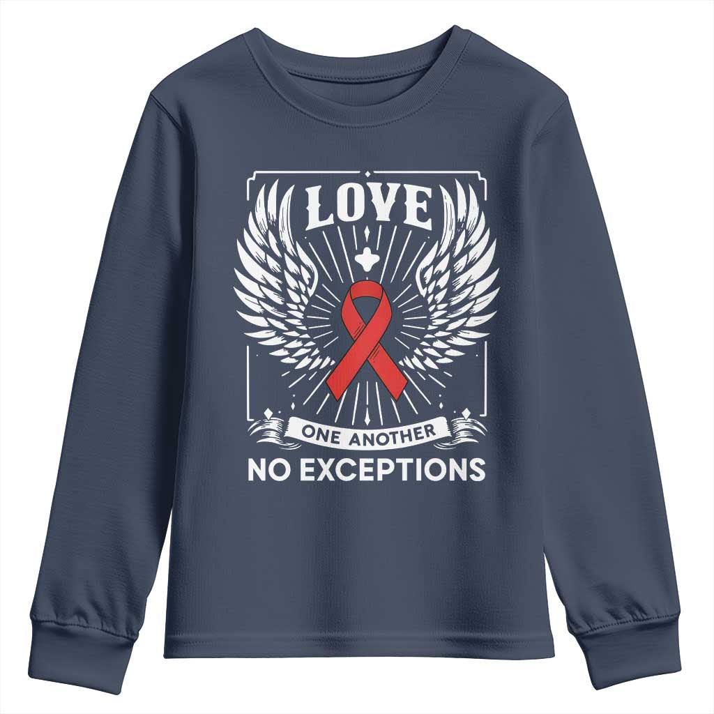 Red Ribbon Christian Youth Sweatshirt Cross Minimal Faith HIV Awareness Religious - Wonder Print Shop