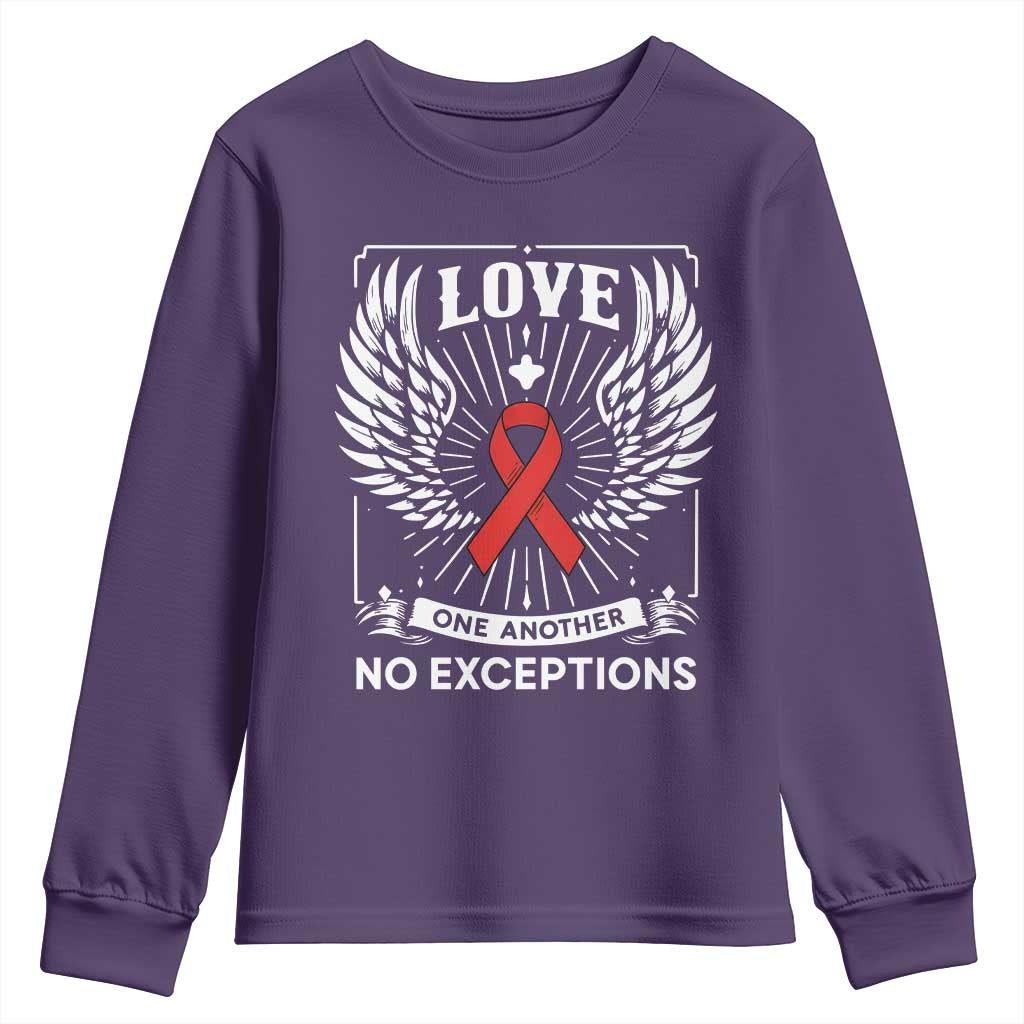 Red Ribbon Christian Youth Sweatshirt Cross Minimal Faith HIV Awareness Religious - Wonder Print Shop