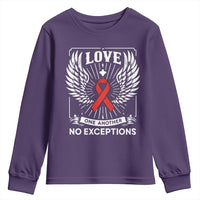 Red Ribbon Christian Youth Sweatshirt Cross Minimal Faith HIV Awareness Religious - Wonder Print Shop