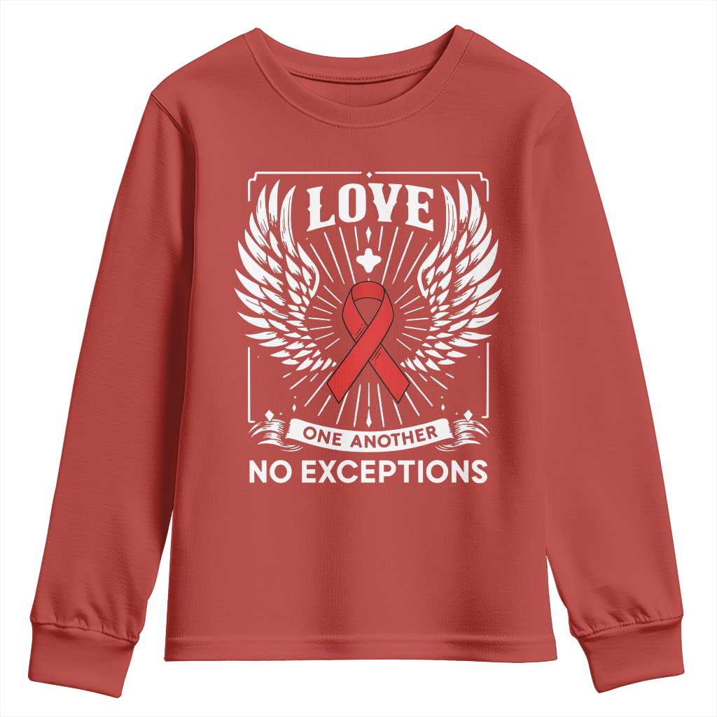 Red Ribbon Christian Youth Sweatshirt Cross Minimal Faith HIV Awareness Religious - Wonder Print Shop