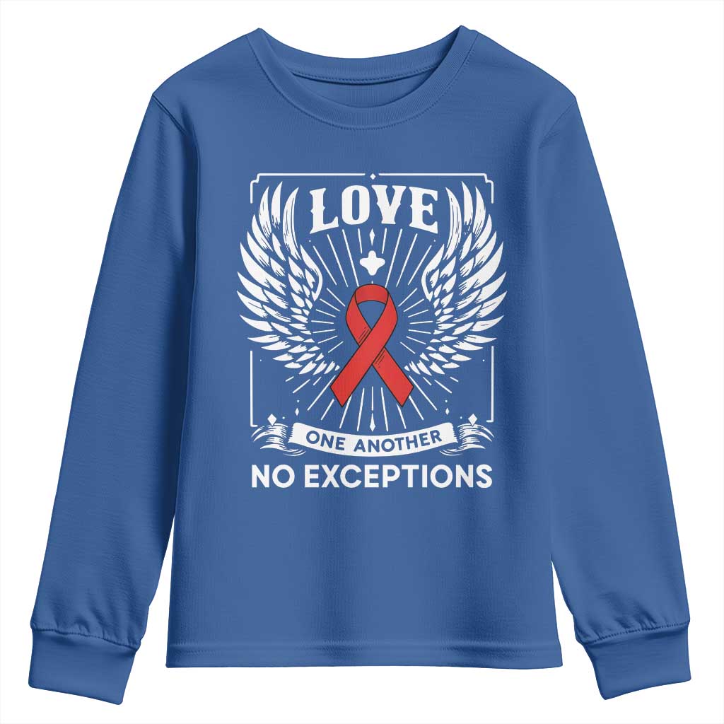 Red Ribbon Christian Youth Sweatshirt Cross Minimal Faith HIV Awareness Religious - Wonder Print Shop