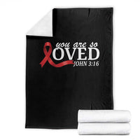 Red Ribbon Christian Throw Blanket Cross Bible Verse Inspirational Religious Faith - Wonder Print Shop