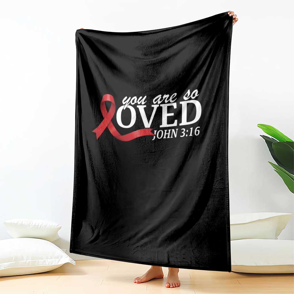Red Ribbon Christian Throw Blanket Cross Bible Verse Inspirational Religious Faith - Wonder Print Shop