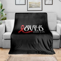 Red Ribbon Christian Throw Blanket Cross Bible Verse Inspirational Religious Faith - Wonder Print Shop