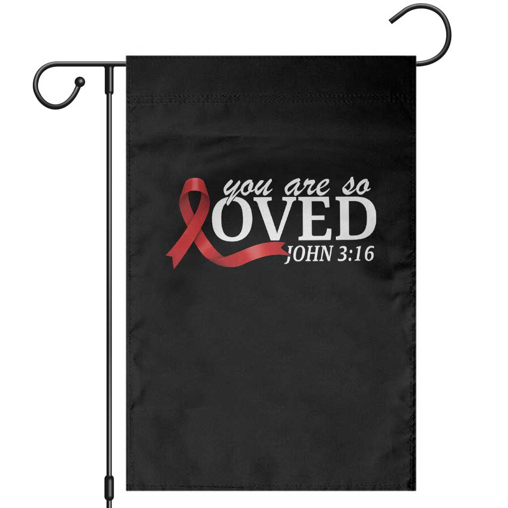 Red Ribbon Christian Garden Flag Cross Bible Verse Inspirational Religious Faith - Wonder Print Shop