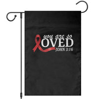 Red Ribbon Christian Garden Flag Cross Bible Verse Inspirational Religious Faith - Wonder Print Shop