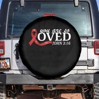 Red Ribbon Christian Spare Tire Cover Cross Bible Verse Inspirational Religious Faith - Wonder Print Shop