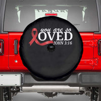 Red Ribbon Christian Spare Tire Cover Cross Bible Verse Inspirational Religious Faith - Wonder Print Shop