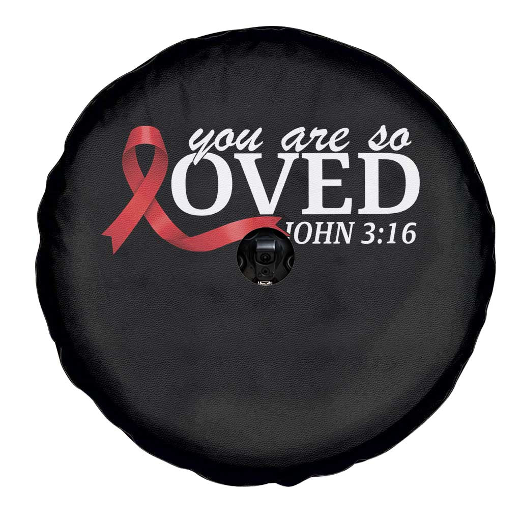 Red Ribbon Christian Spare Tire Cover Cross Bible Verse Inspirational Religious Faith - Wonder Print Shop