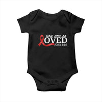Red Ribbon Christian Baby Onesie Cross Bible Verse Inspirational Religious Faith - Wonder Print Shop