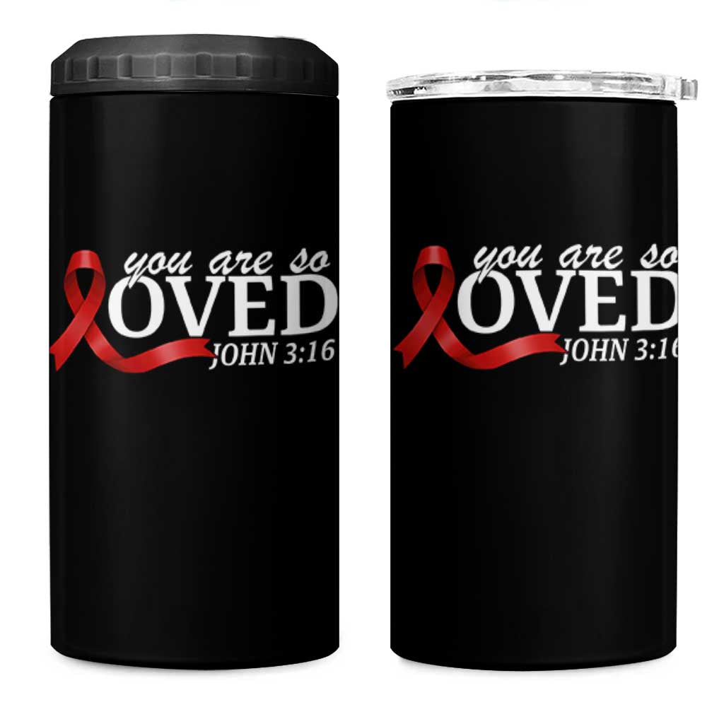 Red Ribbon Christian 4 in 1 Can Cooler Tumbler Cross Bible Verse Inspirational Religious Faith - Wonder Print Shop