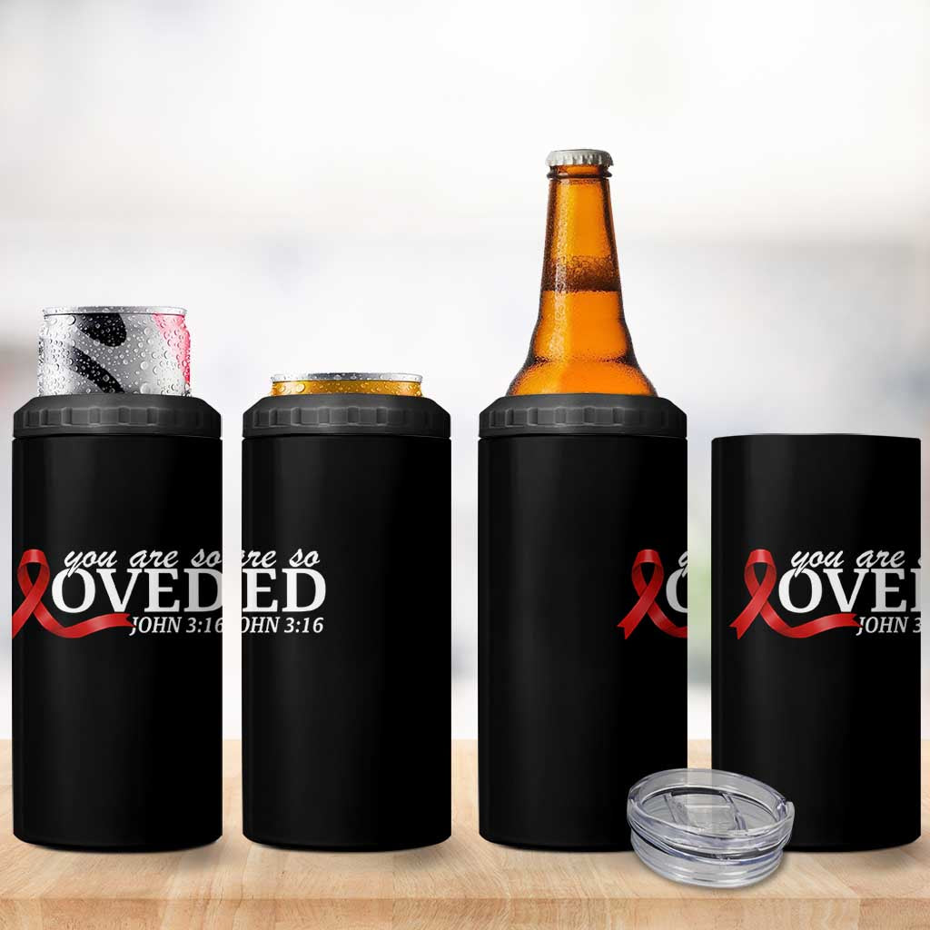 Red Ribbon Christian 4 in 1 Can Cooler Tumbler Cross Bible Verse Inspirational Religious Faith - Wonder Print Shop